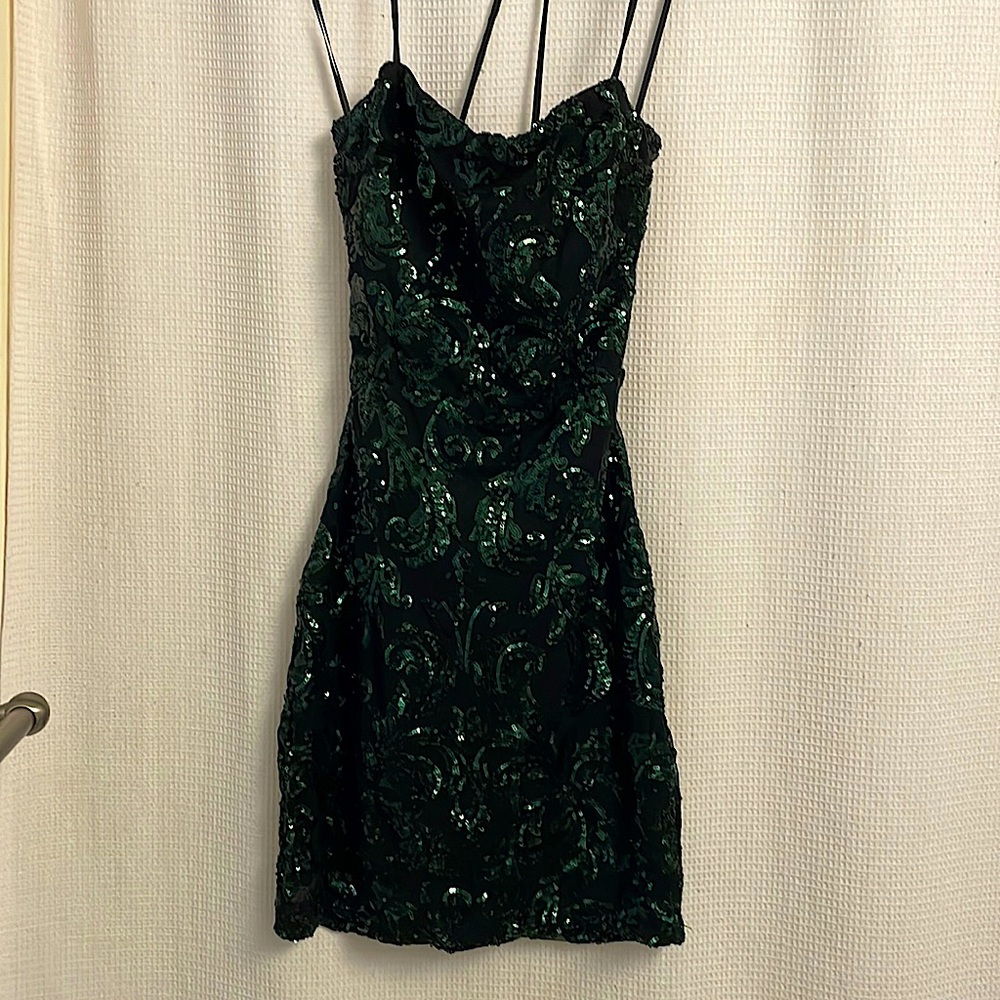 Sparkle Sequin Scroll Lace-Up Dress made by Windsor